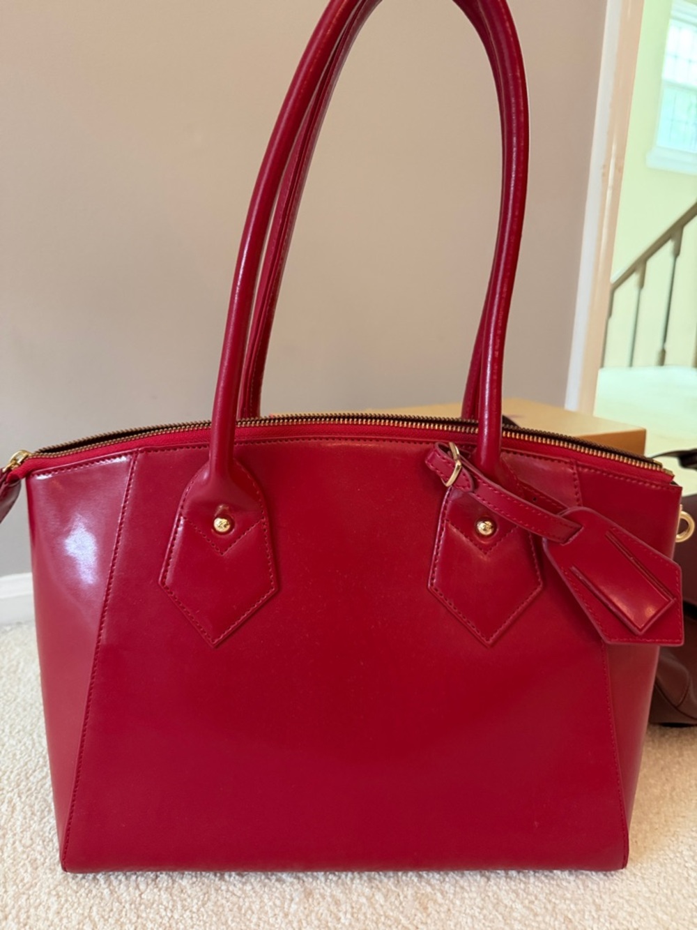 Vivienne Westwood red  Leather Handbag -virgin airlines  flight attendant